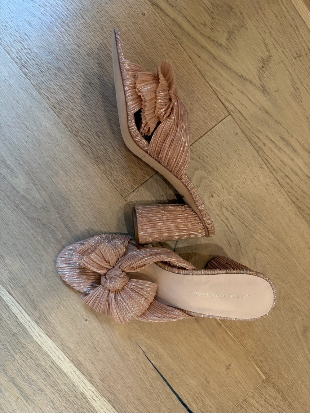 Loeffler Randall Penny Bow Heel Shoes NWOT Size 11 - rose gold shimmer nude - Picture 3 of 5